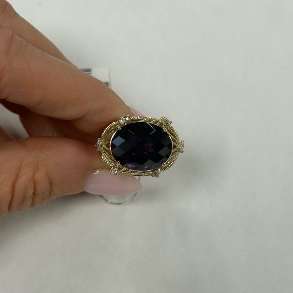 Suzy Levian Yellow Sterling Silver Purple & White CZ Rings NWT - Picture 2 of 6